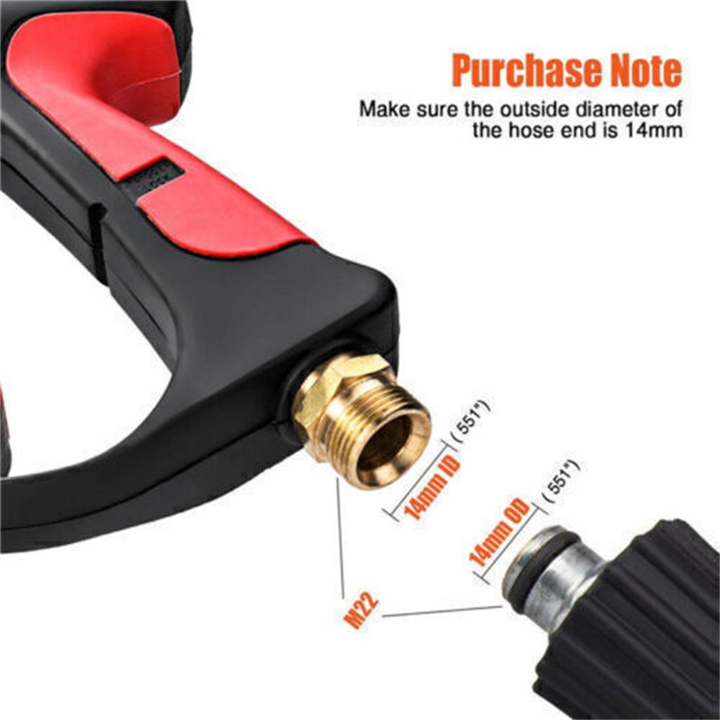 7pcs High Pressure Washer Gun 4000psi M22 Fitting Power Spray Gun With Extension Replacement Wand Lance 5 Nozzles Tips For Home Car Washing