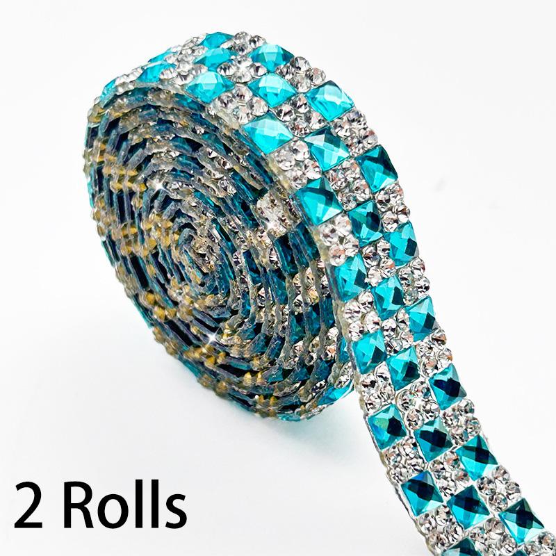 2 рулона стразовой ленты 1 ярд/рулон блестящая наклейка термоаппликация цепь лента для шляп сумок курток стекла DIY