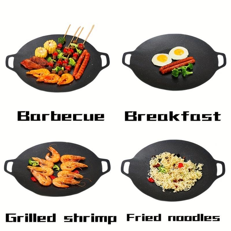 Korean Grill Pan Round Non-Stick Barbecue Plate BBQ Grill Outdoor Travel Camping Frying Pan Barbecue Accessories Kitchen Supplie