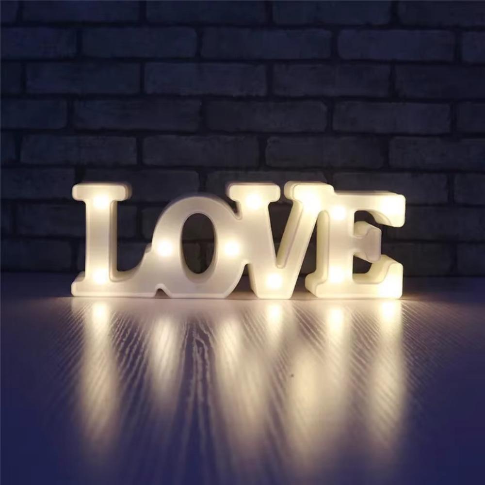 Warm Light LED Night Light Plastic Material Heart Marquee Lamp Table Lamp Valentine's Day