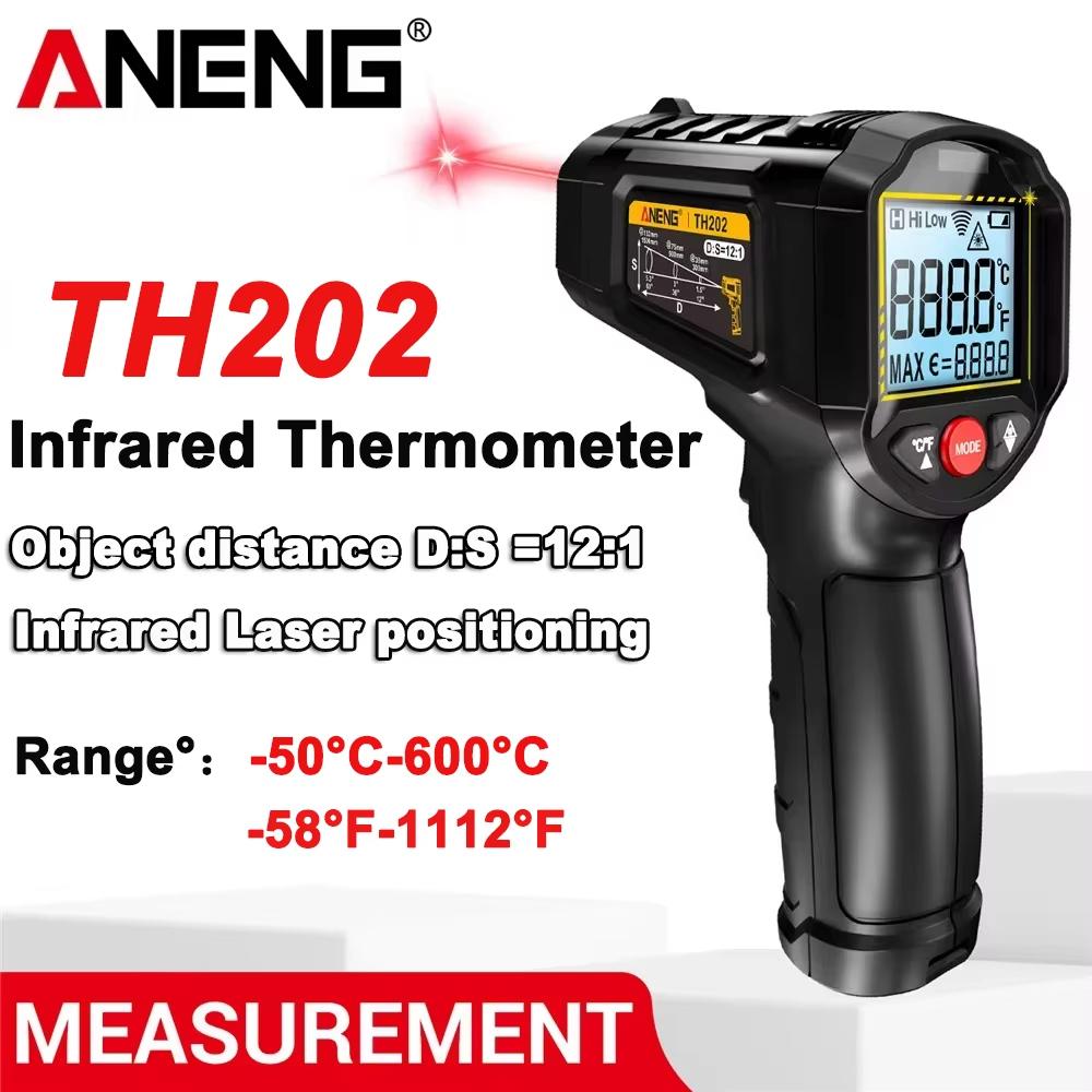 New Model ANENG TH202 Infrared Thermometer Non-contact -50℃~600℃ Digital Laser Temperature Meter LCD Display Portable Pyrometer Point Gun Tester Tools