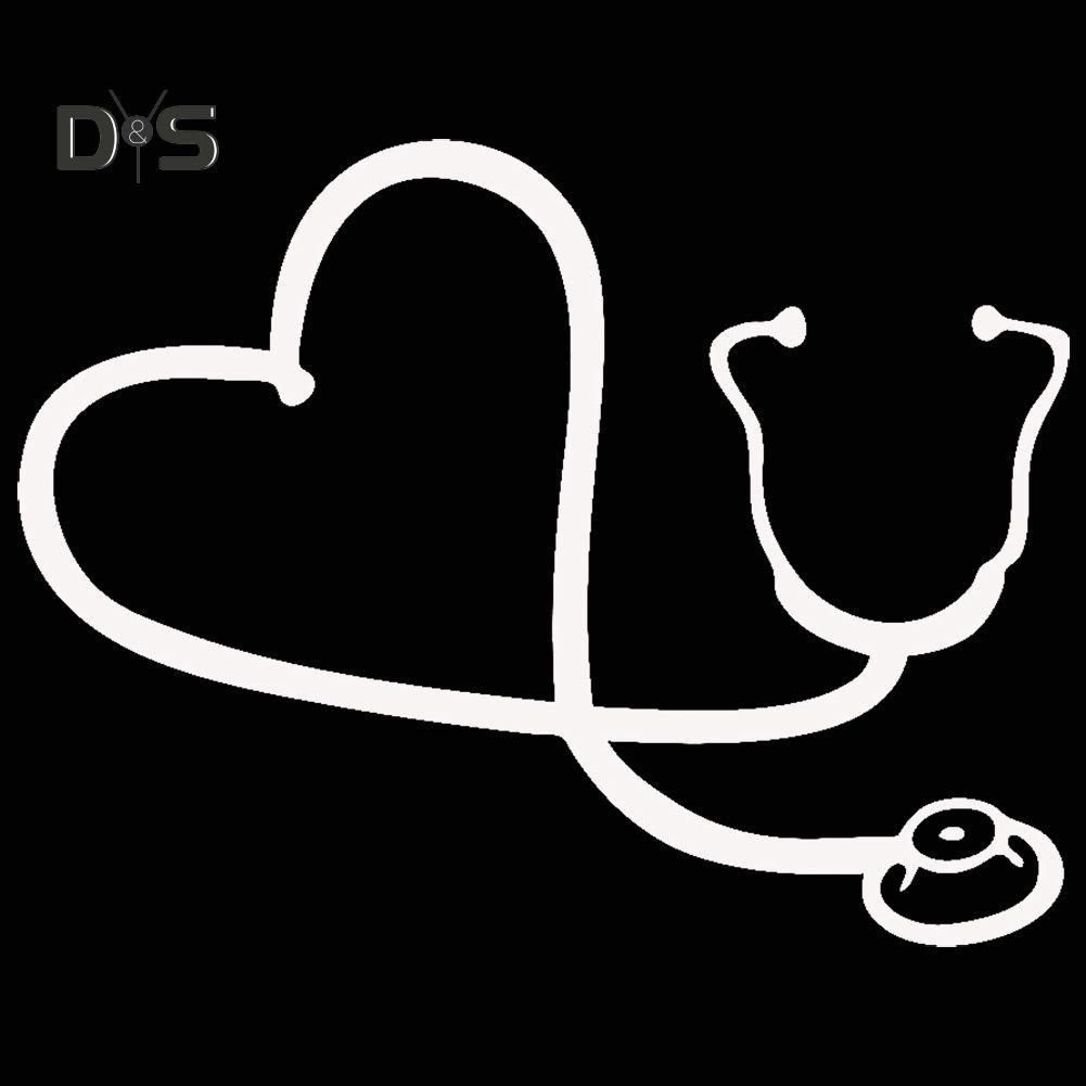 DYS Авто Магазин Сердце Стетоскоп Светоотражающие Автомобильные Наклейки На Окна Наклейки Украшения