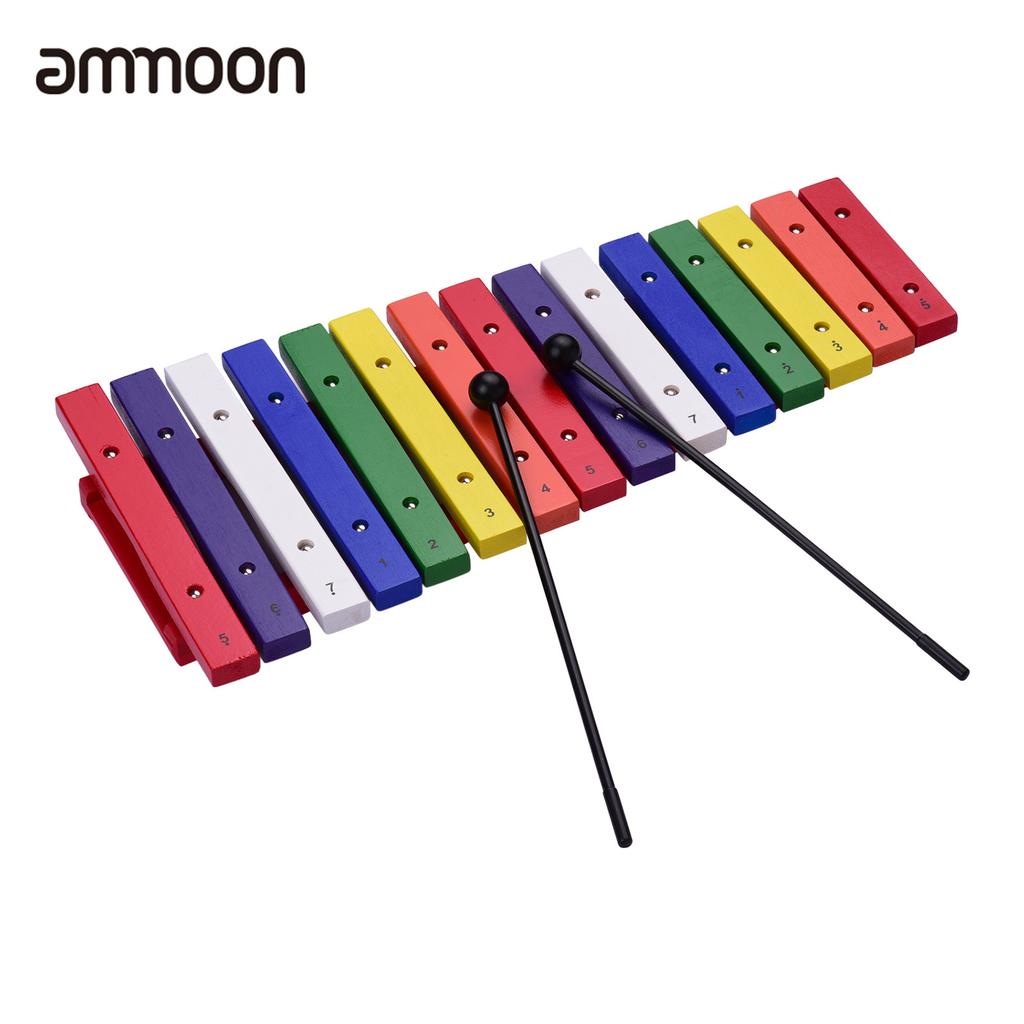 Ammoon 15 Keys Xylophone Colorful Musical Percussion Instrument Early Education Instrument for