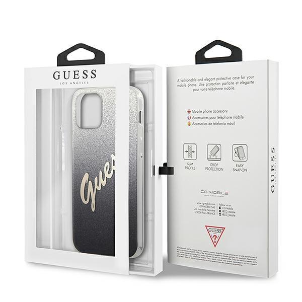 Guess Guhcp12Spcuglsbk Iphone 12 Mini5,4 Czarny/Black Hardcase Glitter Gradient Script