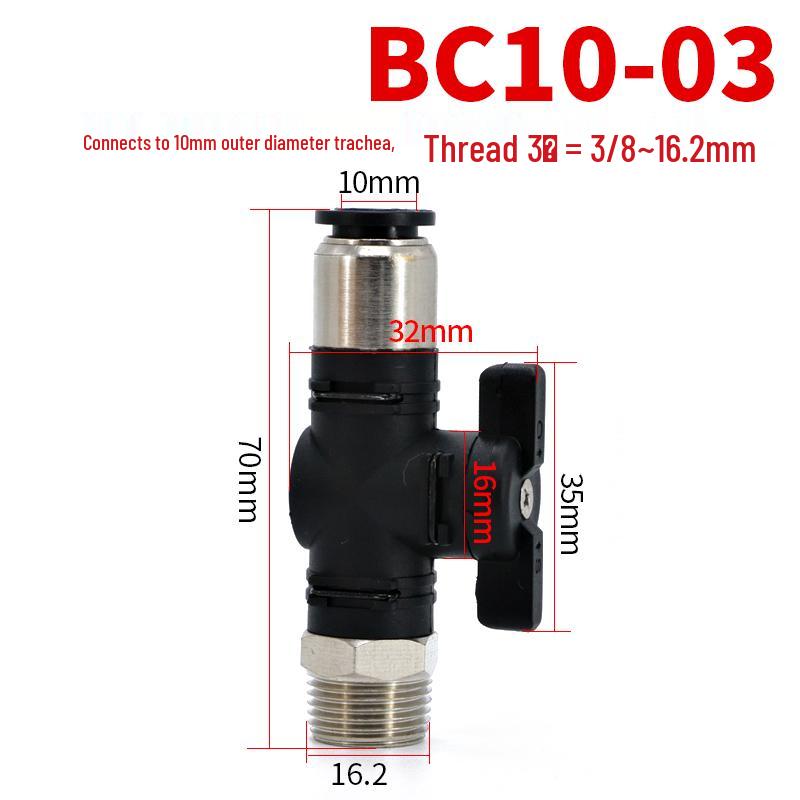 Pneumatic PU Tube Quick Connector Hand Valve BUC6/8/10/12mm for Air Compressors