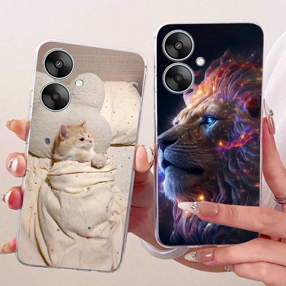 Clear Casing For Redmi 13R 5G Cover For Redmi 13C 5G Case Cute Cat Luxury Fashion Butterfly Funny Painted