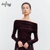 Eifini Женский вязаный свитер с длинным рукавом и открытыми плечами