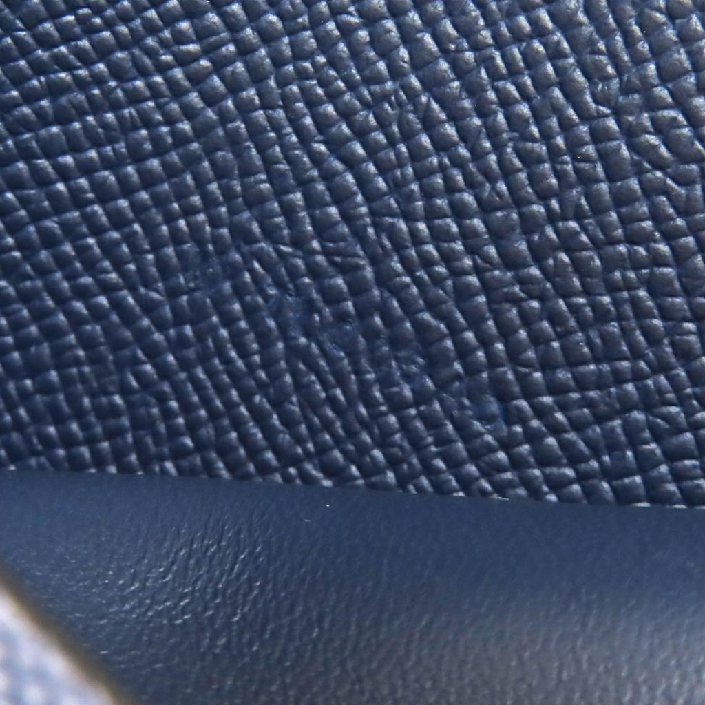 Great HERMES Bifold Wallet MC2 Fleming Bifold Wallet Purse Navy Epsom Leather Used