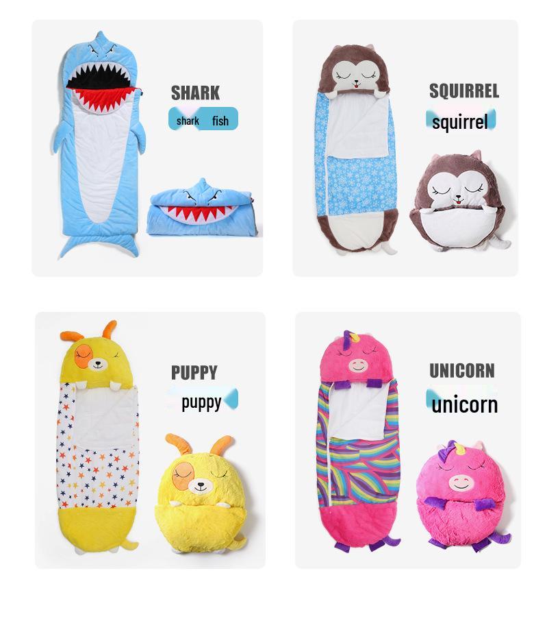 Cartoon Animal Baby Sleeping Bag with Pillow - Anti-Kick Design for Infants and Kids