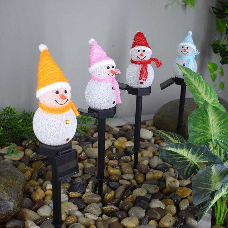 Solar Garden Lights Christmas Decoration Snowman Waterproof Solar Streetlight for Outdoor Ground Plug Light Lawn Landscape Light