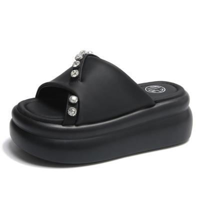 Модные женские босоножки на высокой платформе с бриллиантовой оправой, женские тапочки на толстой подошве, летние повседневные пляжные шлепанцы Zapatos Mujer 8 см