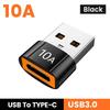 Адаптер USB 3.0 to Type C OTG для Samsung Xiaomi MacBook, разъем для передачи данных, 10 А, кабель-конвертер USB C для быстрой зарядки