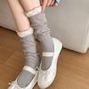 Lolita Ruffle Socks Women Hollow Out Mesh Thin Breathable Solid Color Loose Long Socks JK Sweet Girls Kawaii Cute Princess Socks