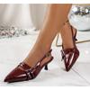 Red Black Pointed Toe Sexy Mid Heels Party Shoes Women Sandals Designer Summer Brand Pumps Slingback Casual Shoes Dress Slippers
