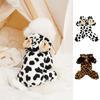 Fashionable Cow Leopard Pattern Dog Overall with Plush Ear Hat Winter Warm Pet Clothing
