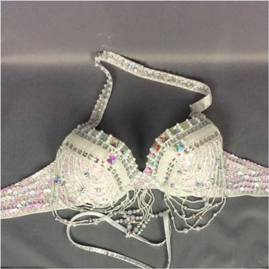 New Women's Belly Dance Costumes Senior Bra Belly Dancing Clothes Bellydance Bead Sequins Bra Top