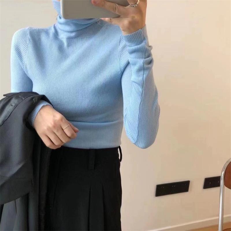 Осенне-зимний женский свитер, водолазка, нижняя рубашка с длинными рукавами, тонкая часть внутреннего плотного тонкого вязаного свитера