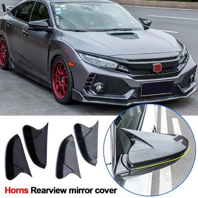 Форма рога ABS углеродное волокно Стиль боковое зеркало заднего вида Кепки для Honda Civic 10th 2016 2017 2018