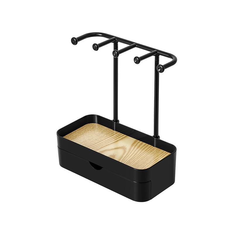 Подвесной органайзер для ювелирных изделий, дисплей для сережек, ожерелий, стеллаж для хранения ювелирных изделий с деревянной основой, держатель для браслетов и колец