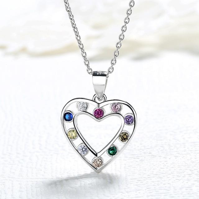 Chic Fashionable Sterling Color Love Shaped Female Pendant Pendant Necklace Crystalline Sterling Tone Color Diamond NecklaceFashion