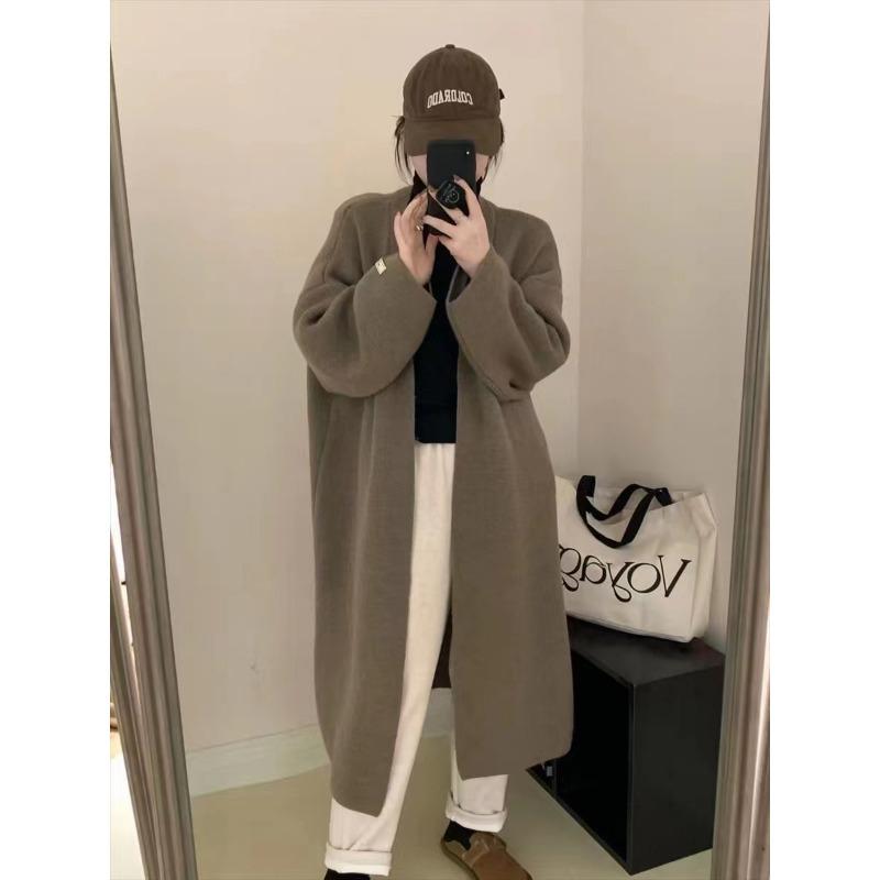 Ленивый ветер свитер свободный вязаный кардиган длинный кардиган куртка женский осенне-зимний новый утолщенное пальто