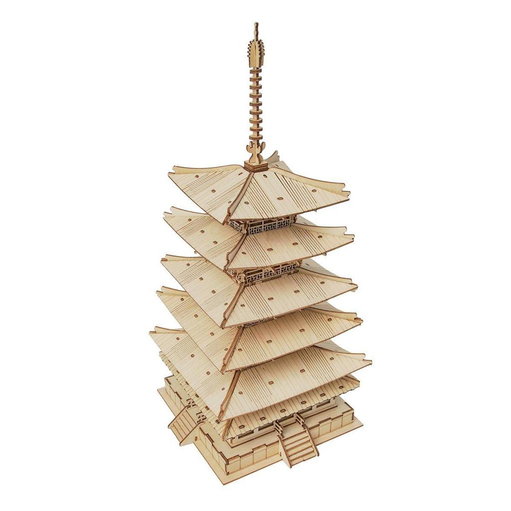 Tsukurundesu® 3D Wooden Puzzle Ornament Series (Five-Story Pagoda) with Japanese Instructions