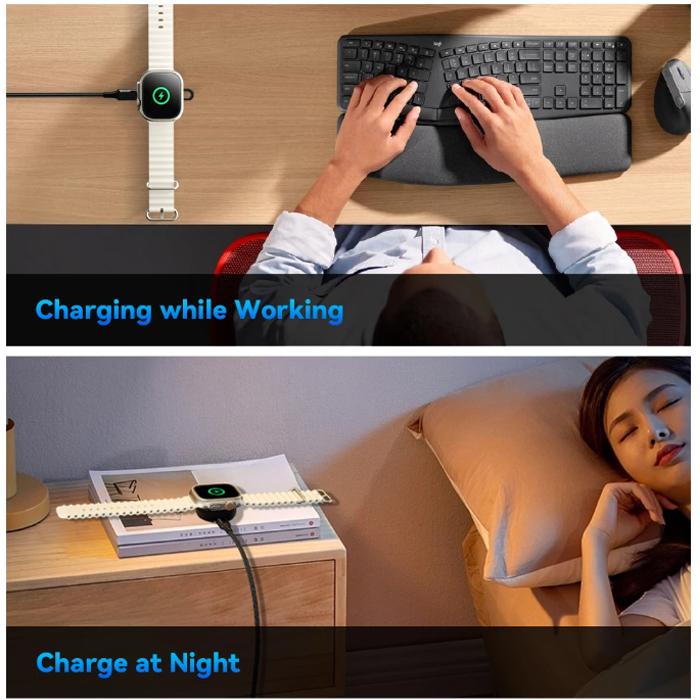 Essager Магнитное беспроводное зарядное устройство для часов Apple Watch Портативное быстрое зарядное устройство USB Type C для IWatch Series 9 8 7 6 5 Ultra 2 SE