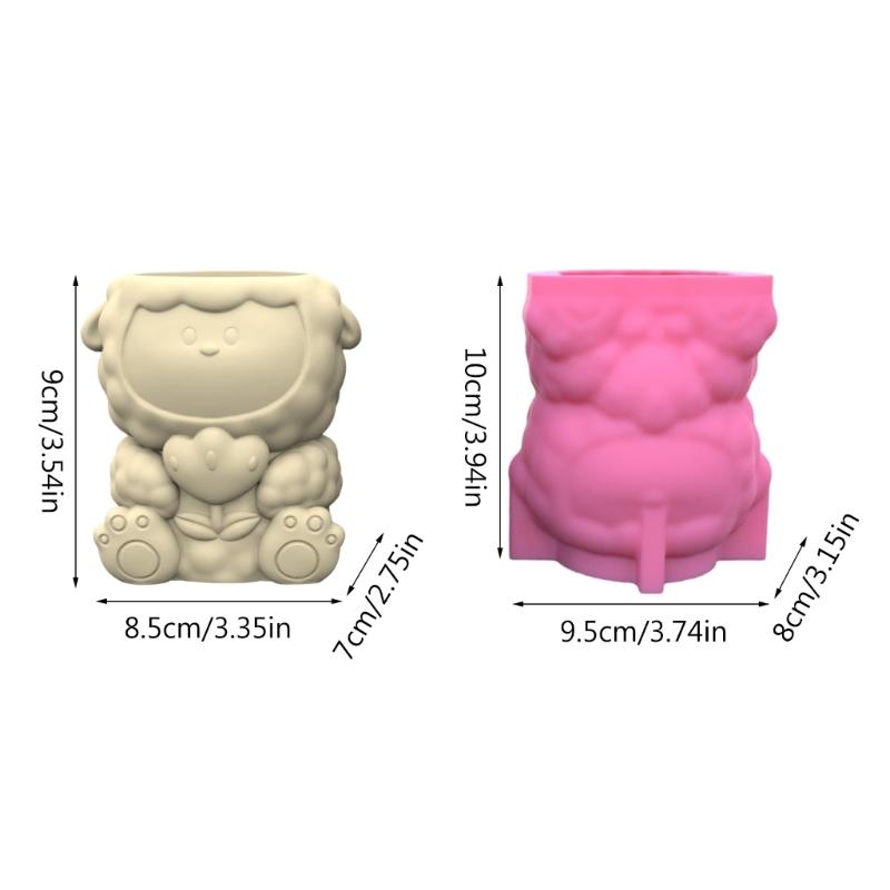 Sheep Flower Silicone Molds Lamb Flowerpot Epoxy Resin Casting Molds Candle Holder Resin Mold for Storage Box