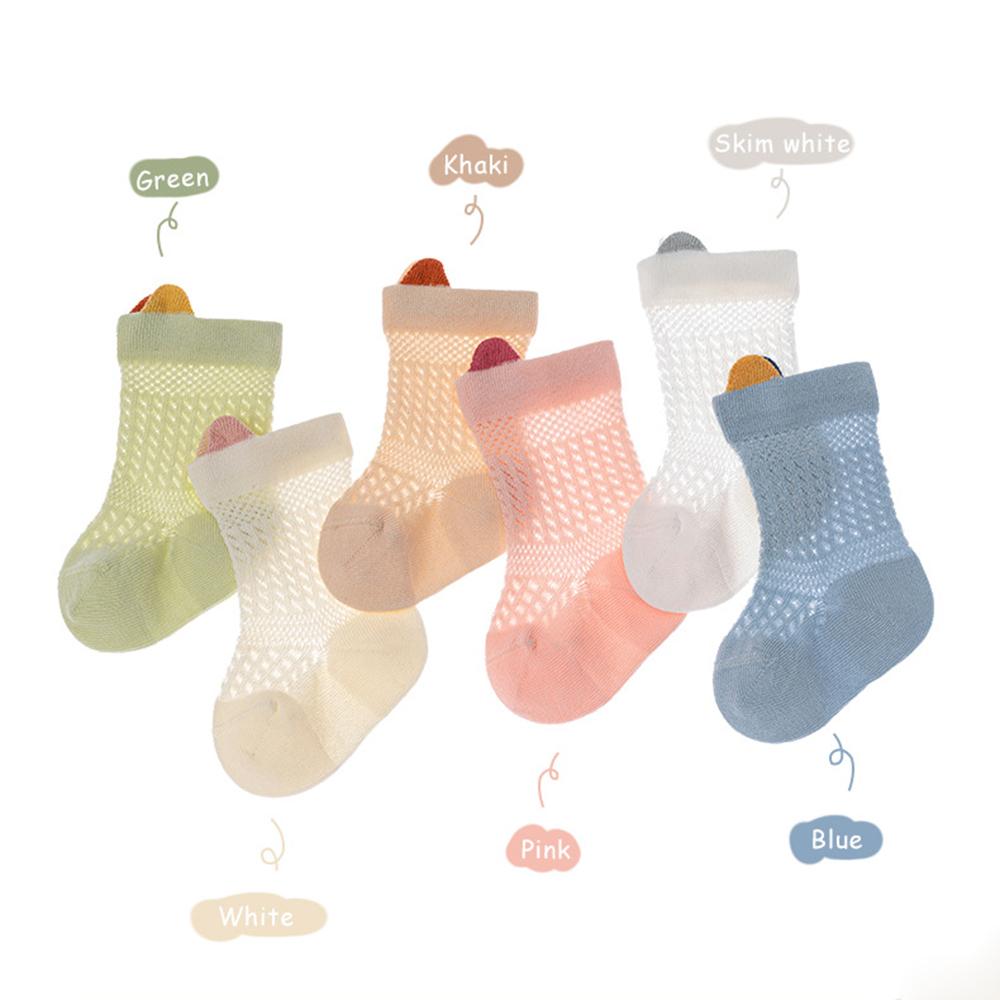 Seamless Mesh Baby Socks Thin Breathable Cotton Newborn Socks Cute Solid Color Ear Toddler Socks