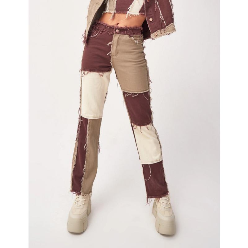 Женские джинсы большого размера, смешанные цвета, с высокой талией, обтягивающие бедра, прямые джинсы