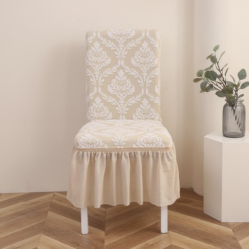 1Pcs Thickened Jacquard Elastic Chair Cover With Skirt Universal All-inclusive Elastic One-piece Dining Chair Cover