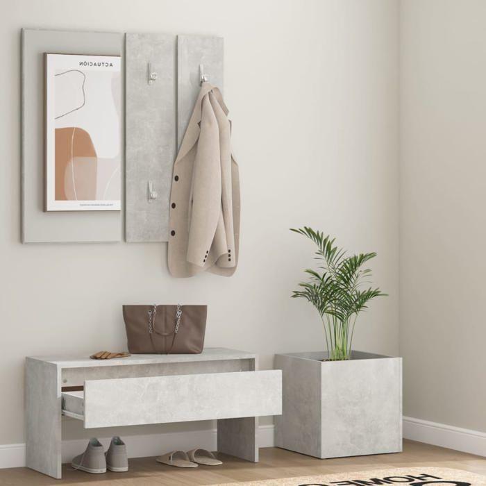 Maison Exclusive - Ensemble de meubles de couloir Gris béton Bois d'ingénierie
