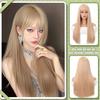 WTB Long Straight Multicolor Synthetic Wig Female Long Straight Hair Cosplay Natural Air Straight Bangs Wig