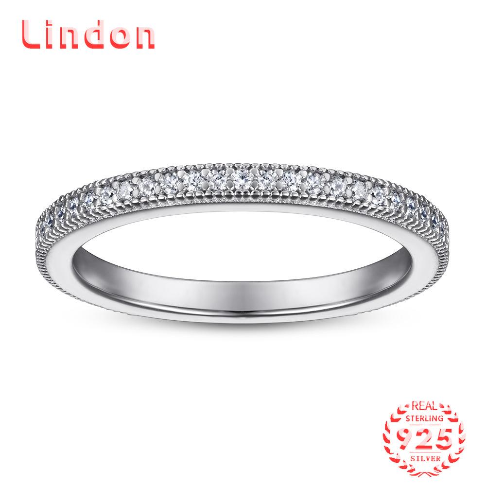 Lindon Classic 925 Sterling Silver  Zircon Ring Ladies Jewelry Wedding Promise Party Gift