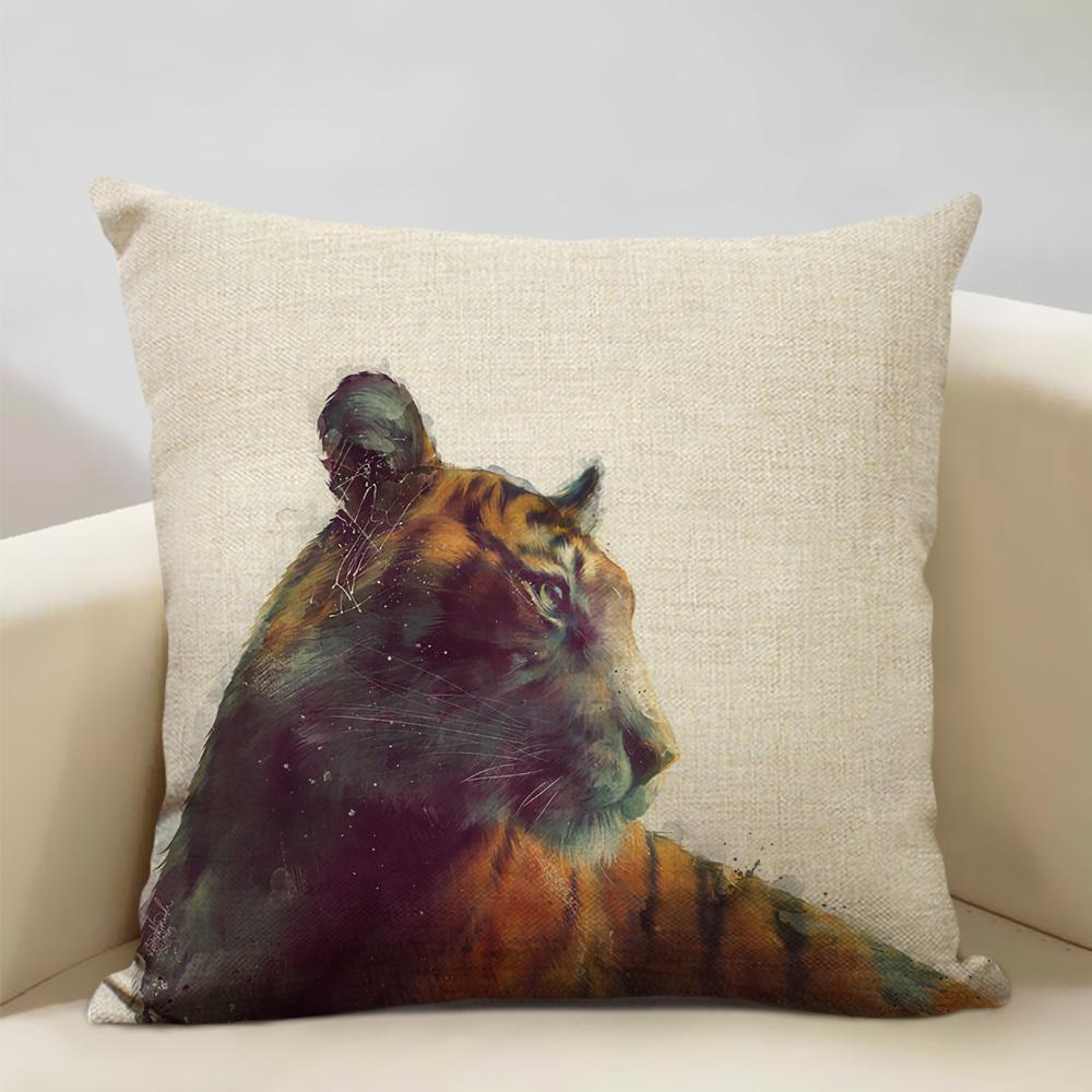 Портрет животного Медведь Лев Тигр Олень Наволочка Декор дома Льняная наволочка 45x45см Наволочка для диванной подушки Детский подарок