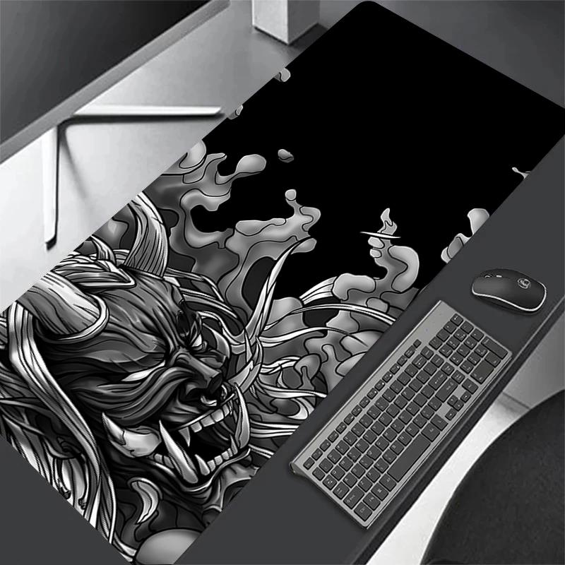 Игровой коврик для мыши с рисунком Ghost Face Аниме Японская игра Дьявол Черный коврик для стола Коврик для клавиатуры и мыши компьютера XXL Коврик для игрового компьютера ноутбука с головой призрака