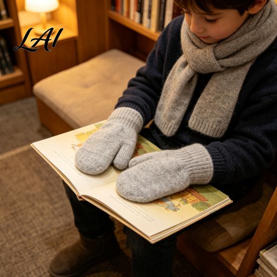 Soft Imitation Rabbit Fur Gloves 1 Pair Winter Warm Mittens for Women Cold Weather Plush Knit with Thick Lining And Elastic Rib Cuffs Outdoor Thermal