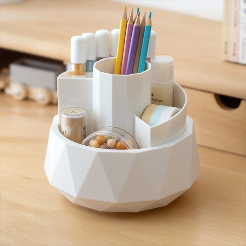 4-Grid 360° Rotating Pen Holder Large Capacity Makeup Brush Organizer Pencil Storage Box Home