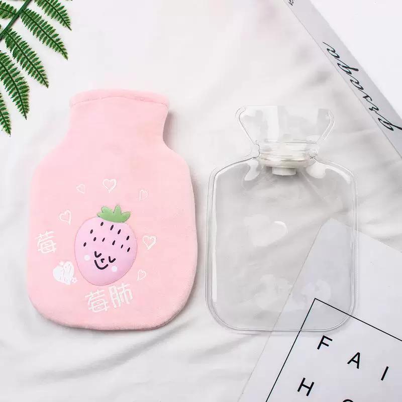 Hot Water Bottle for Women, Portable Mini Cute Plush Small Size, Filled with Water, for Warming Hands and Stomach, Specifically for Use in Bed