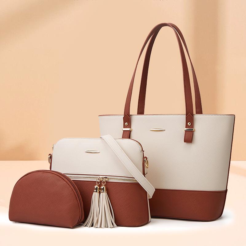 "2024 New Style Mother-Child Bag: Elegant 3-Piece Set, Single Shoulder & Crossbody Women's Handbag"