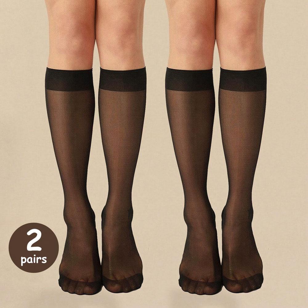 2 пары женских чулок, черно-белые кружевные чулки, теплые, удобные, дышащие, носки для икр, женские, универсальные, нейлоновые, гольфы JK