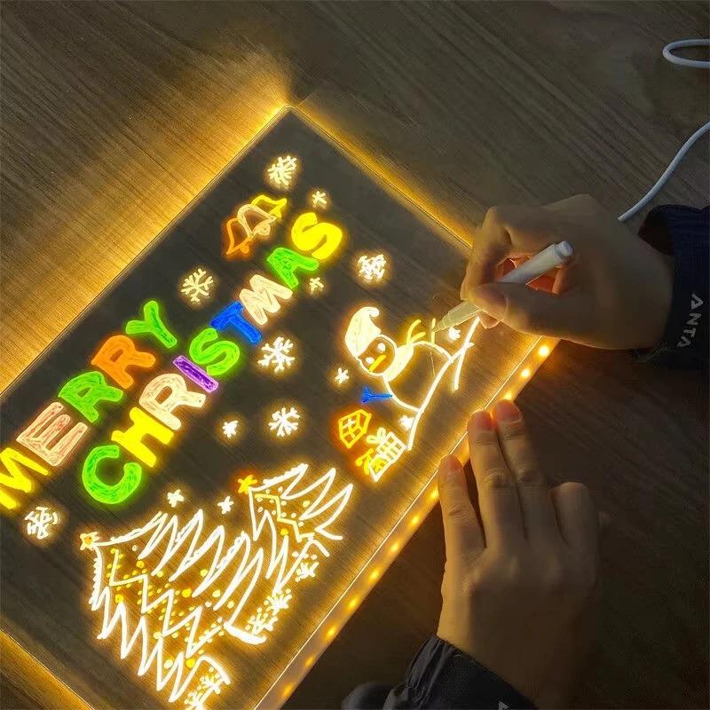 Magic Glow Kids Drawing Board: Reusable LCD Tablet, Erasable Light-Up Doodle Pad for Ages 3-6+ | Fun Educational Toy Menu Board