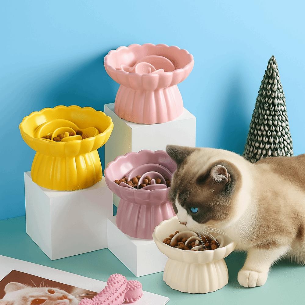 Anti-gulping Cat Food Bowl Anti Swallowing Pet Feeder Slow Feed Bowl  For Cats Small Dogs