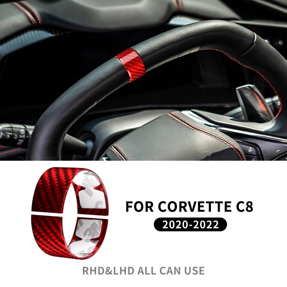 Наклейка из настоящего углеродного волокна для Chevrolet Corvette C8, украшение на руль автомобиля, кольцо, чехол для интерьера