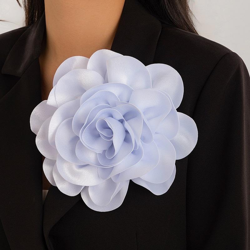 1 шт., броши в виде цветка камелии, свадебные броши, брошь-клипса в виде утконоса, брошь на плечо, двойное назначение, атласная ткань, 19,5 см