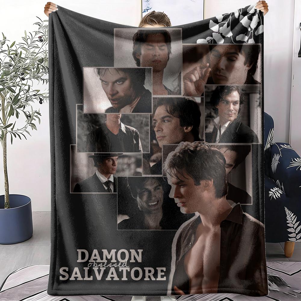 GUOYU Blanket Ddamon Salvatore Throw Soft Flannel Throw Summer Blanket Lightweight Cozy Nap Blanket for Sofa Bed Travel