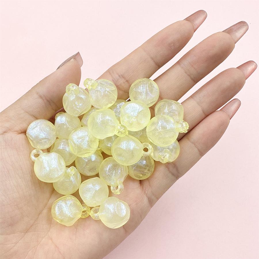 30Pcs/14.8*19.3mm With Hole Jelly Colored Round Beads Craft DIY Handmade Material DIY Beading Accessory Acrylic For Necklace Earrings Making Beads