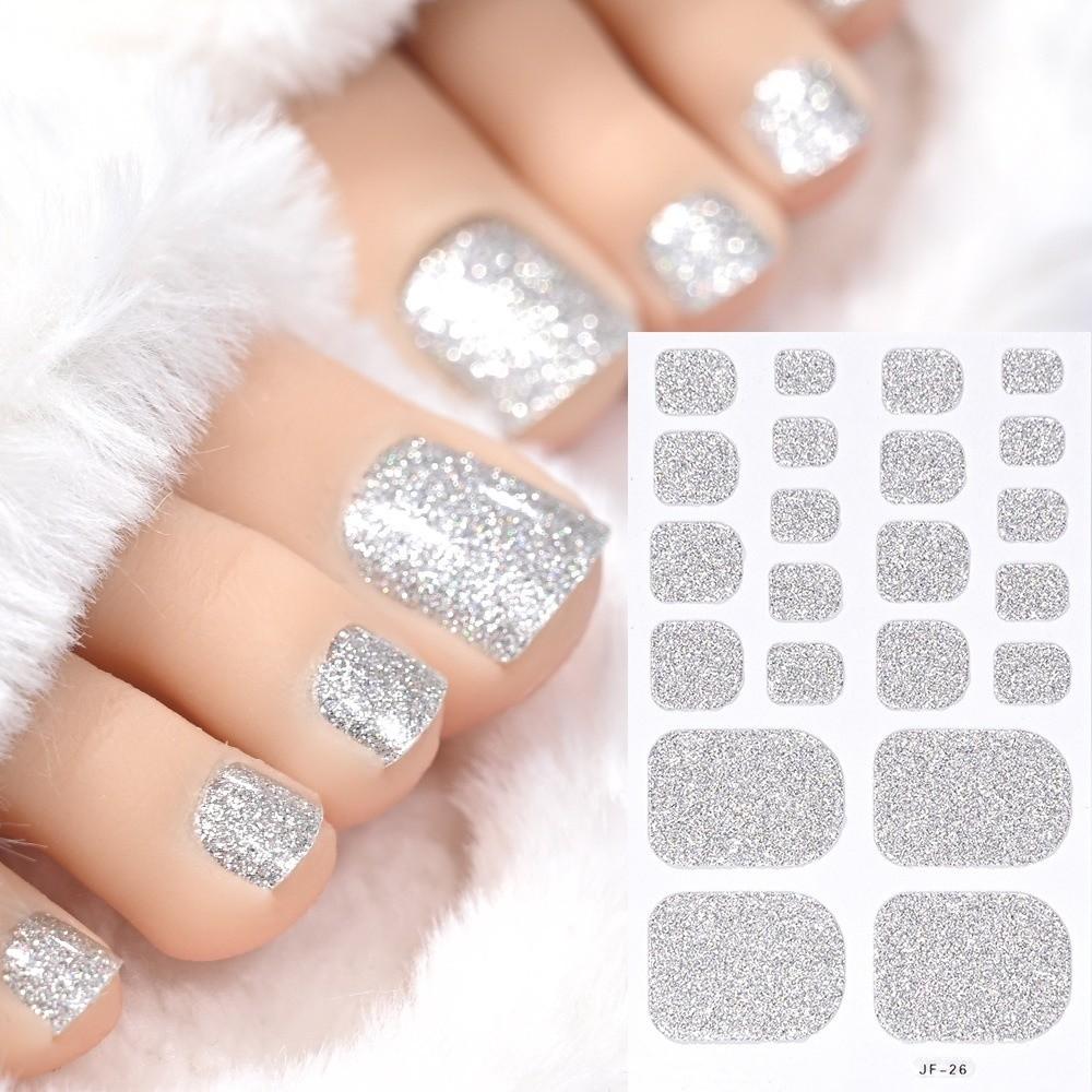 22tips/Sheet Solid Color Shimmer Finish Full Cover Nail Wraps Home DIY Nail Makeover