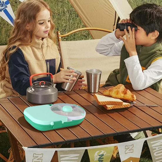 Детский ланч-бокс, вращающийся органайзер для закусок, 5-секционный бенто-бокс с маленьким вращающимся контейнером для закусок, откидной контейнер для ланча для школы, путешествий