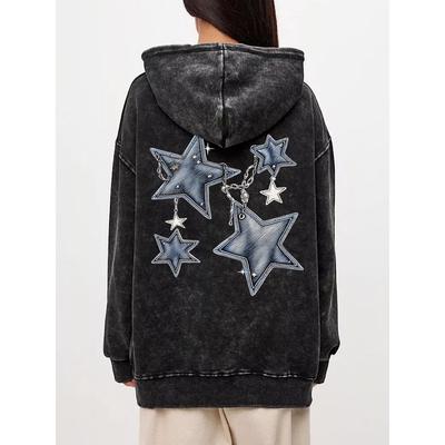 Осенние женские худи с принтами пентаграммы и цепей, уличная одежда, теплые хлопковые пуловеры оверсайз